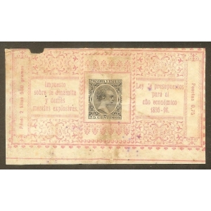 Pólvora y Explosivos 1895/96. Faja de 0,75 Ptas.Rosa y Negro
