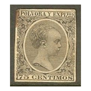 Pólvora y Explosivos. 1894/96. Fragmento Sello Pelón de 75 cts. negro
