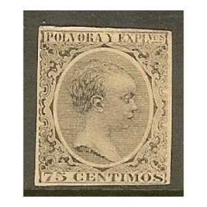 Pólvora y Explosivos 1894/96. Fragmento Sello Pelón de 75 cts. Negro