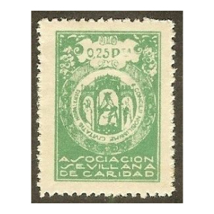 Asociación Sevillana de caridad. 0,25 pesetas verde.