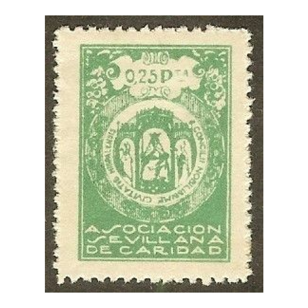 703 Google 1200x1200 Asociación Sevillana de caridad. 0,25 pesetas verde.