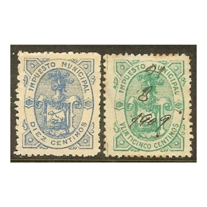 Sueca (Valencia) 2 Timbres Municipales 190?