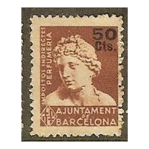 Ajuntament de Barcelona. Impostos Indirectes. Perfumería 1937. 50 cts.